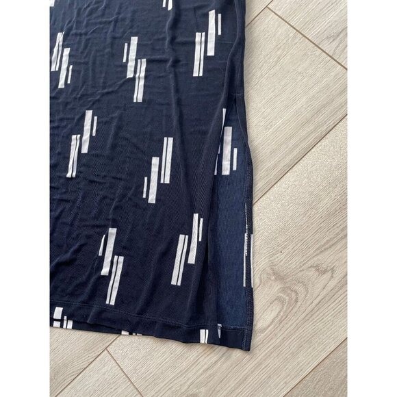 Chico's Travelers Midi Dress Women's Size 1 Navy Blue White Geometric Print - Picture 5 of 9